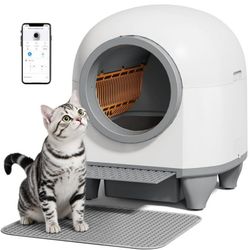 Furmax Self Cleaning cat Litter Box with Mat,Automatic Cat Litter Box for Multiple Cats with Safety Protection and App Control,A Complimentary Garbage