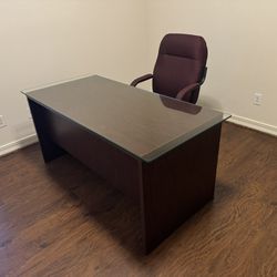 Office Desk With Glass And Chair