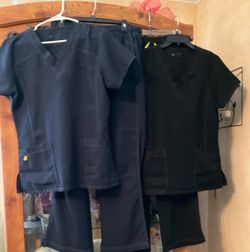 Scrub Sets Navy and Black V-Neck