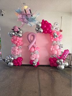 Pink Cowgirl Balloon Arch Backdrop Setup