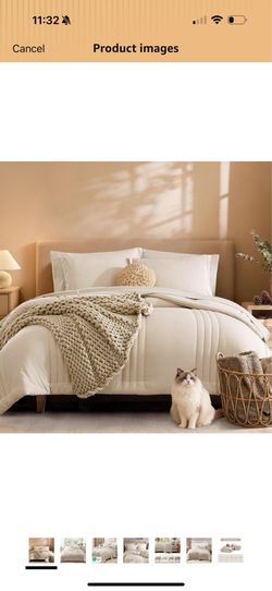 Monbix King Size Comforter Set - 7 Pieces Bed in a Bag King, Apricot Beige King Bedding Sets with Comforter, All Seasons Comforter Bed Set with Sheets