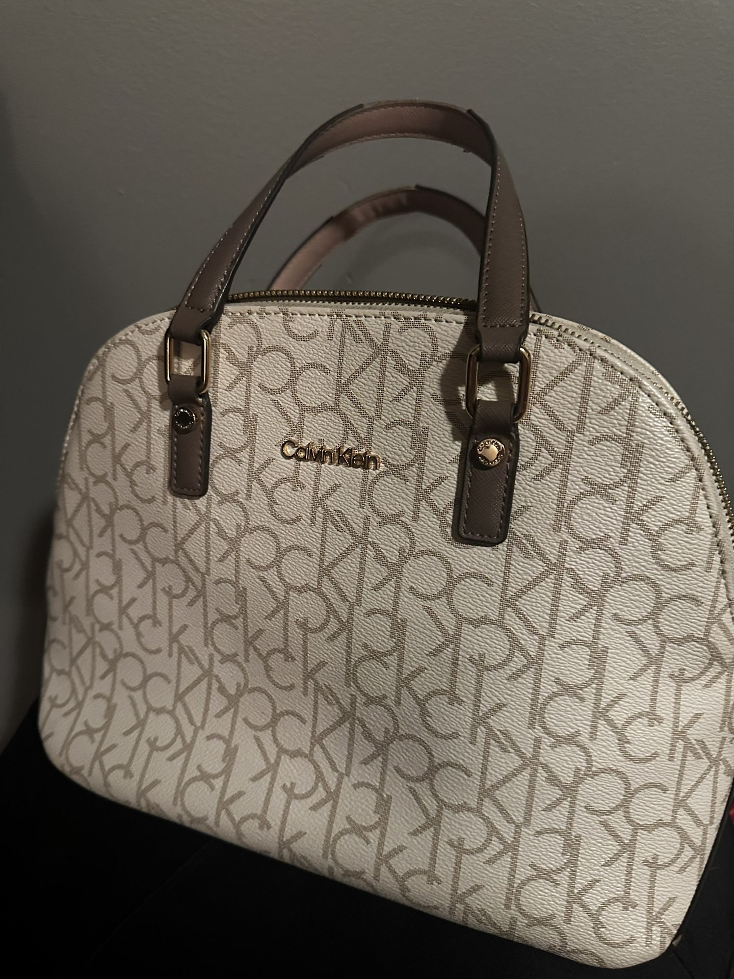 Calvin Klein Handbag Purse Brown/Cream