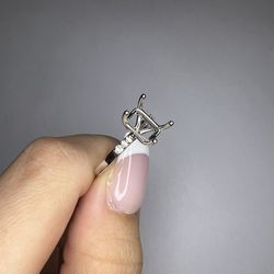 10K White 9x7 mm Emerald Engagement Ring Mounting