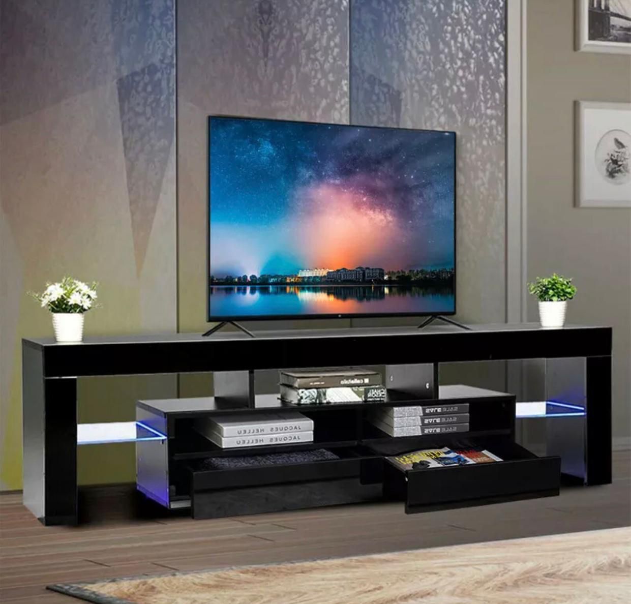 New black tv stand entertainment center wall unit 63 inches