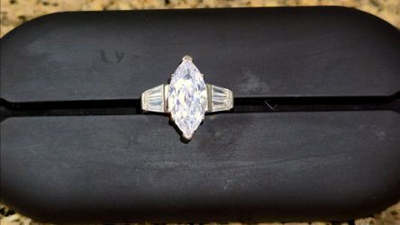 Marquise Cut Moissanite Ring in Sterling Silver