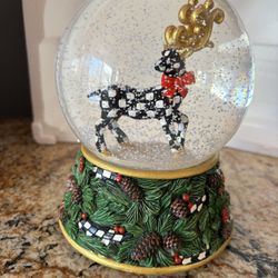 Mackenzie Childs NIB Westminster Deer Snow Globe 