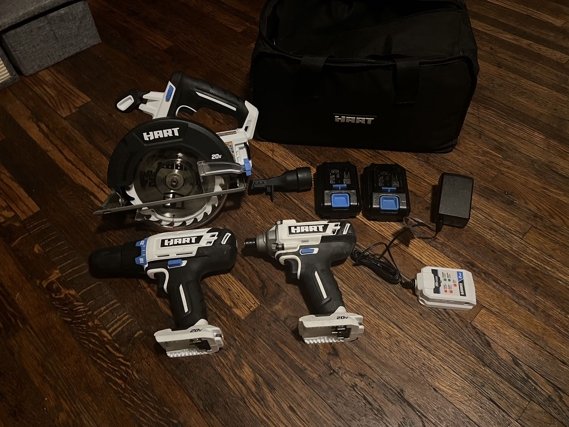 HART tools impact drill and Impact screwdriver and circular saw and bag And Battery And Charger 