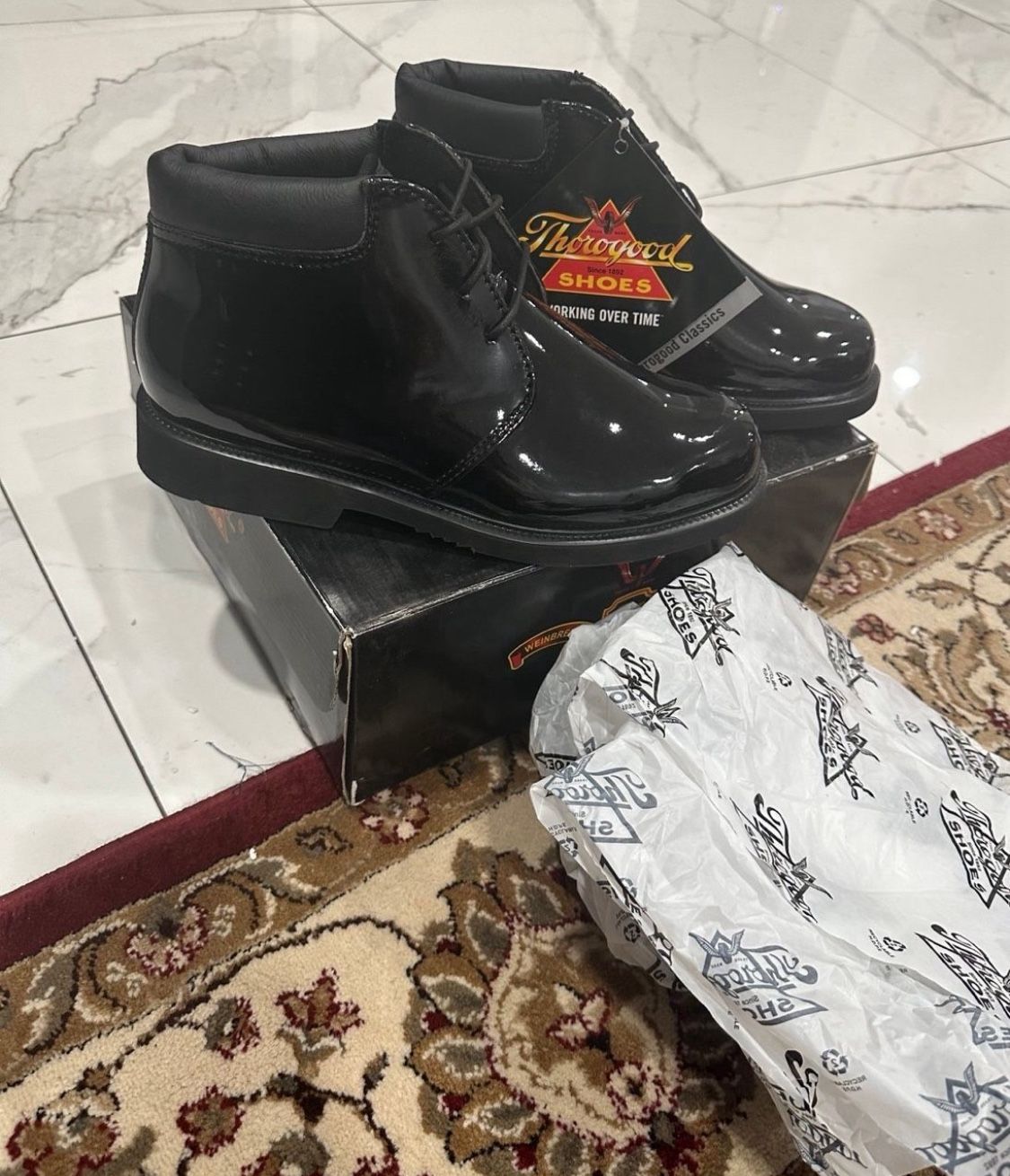 New THOROGOOD US MEN'S POROMERIC ACADEMY HIGH GLOSS CHUKKA WORK BOOTS ! SIZE 9