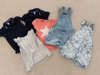 size 10 girls bundle lot clothing gap overalls denim tops summer school casual