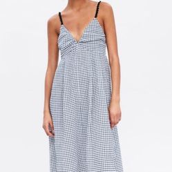 Zara Maxi Dress Black and White V-Neck Checkered. Size S