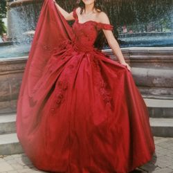 Xsmall Dark Red Quinceanera Dress