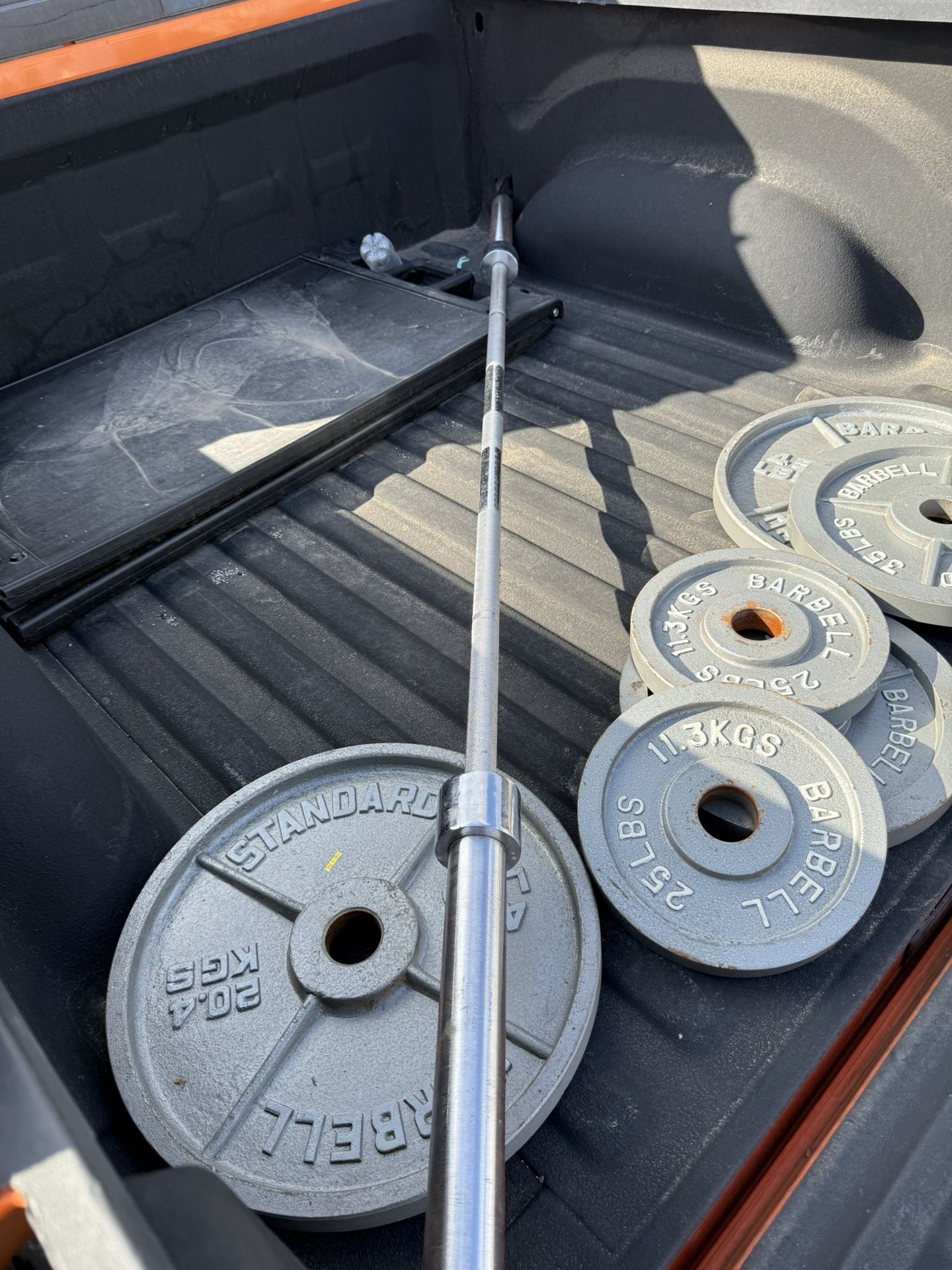 Olympic Straight Bar & Metal Weight Plates