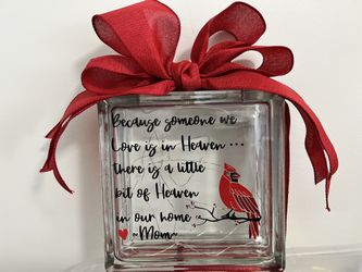 Glass Cube W/ Fairy Lights (Someone In Heaven Mom)