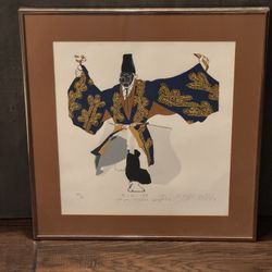 MASAAKI TANAKA (1947-) 1975 Woodblock Print "A Noh Play Sanbasoh" Signed 109/135