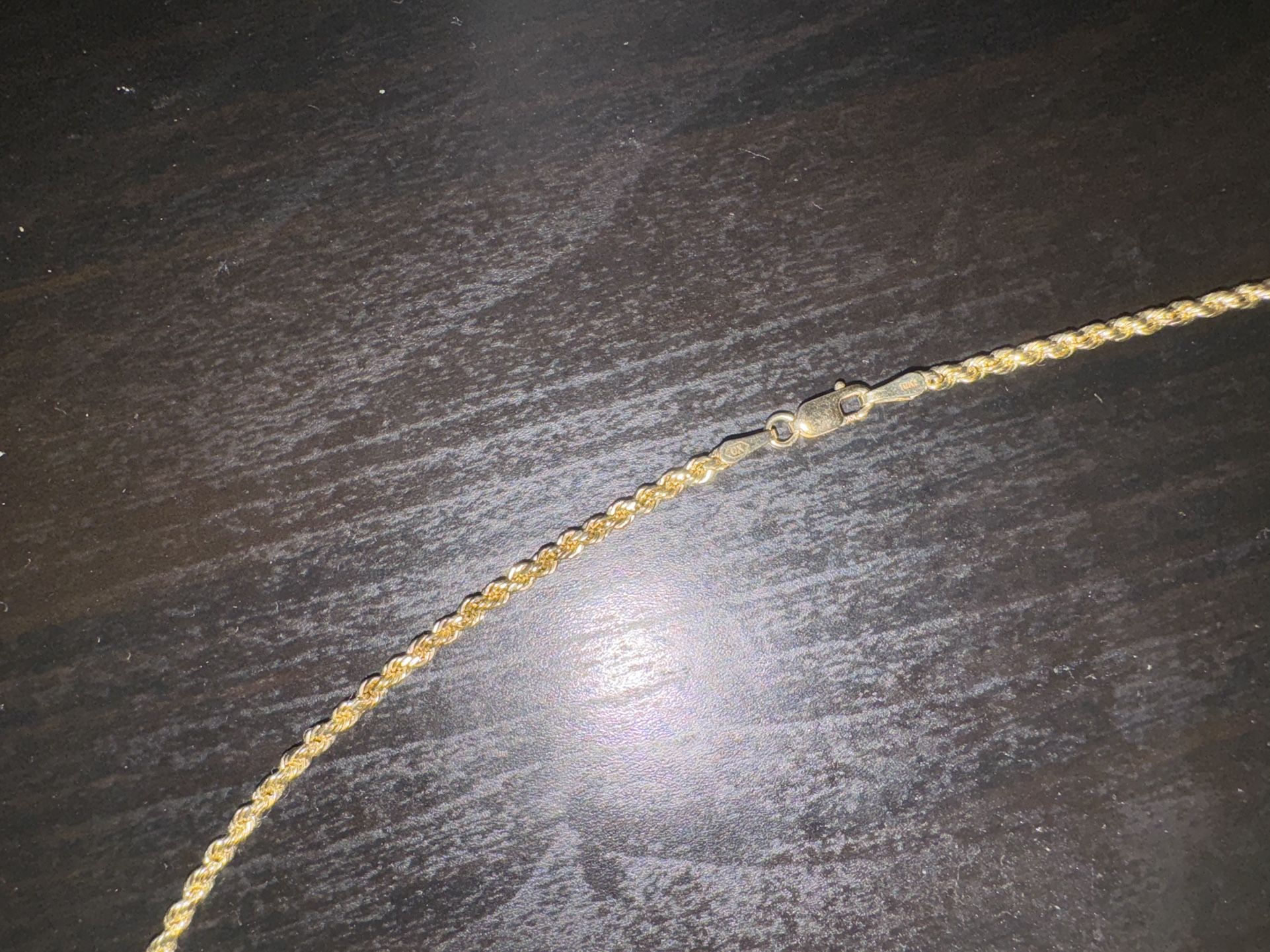 22” Inch 10K Gold Rope Chain w/ Pendant