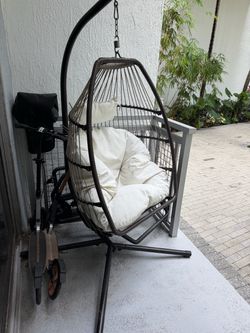 Outdoor Wicker Egg Swing Chair with Stand