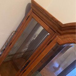 Antique crockery wood cabinet with glass shelves FREE