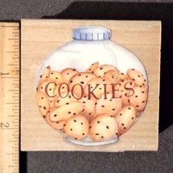 Susan Branch Cookie Jar All Night Media Wood Mounted Rubber Stamp Art Vintage Collectible A-1