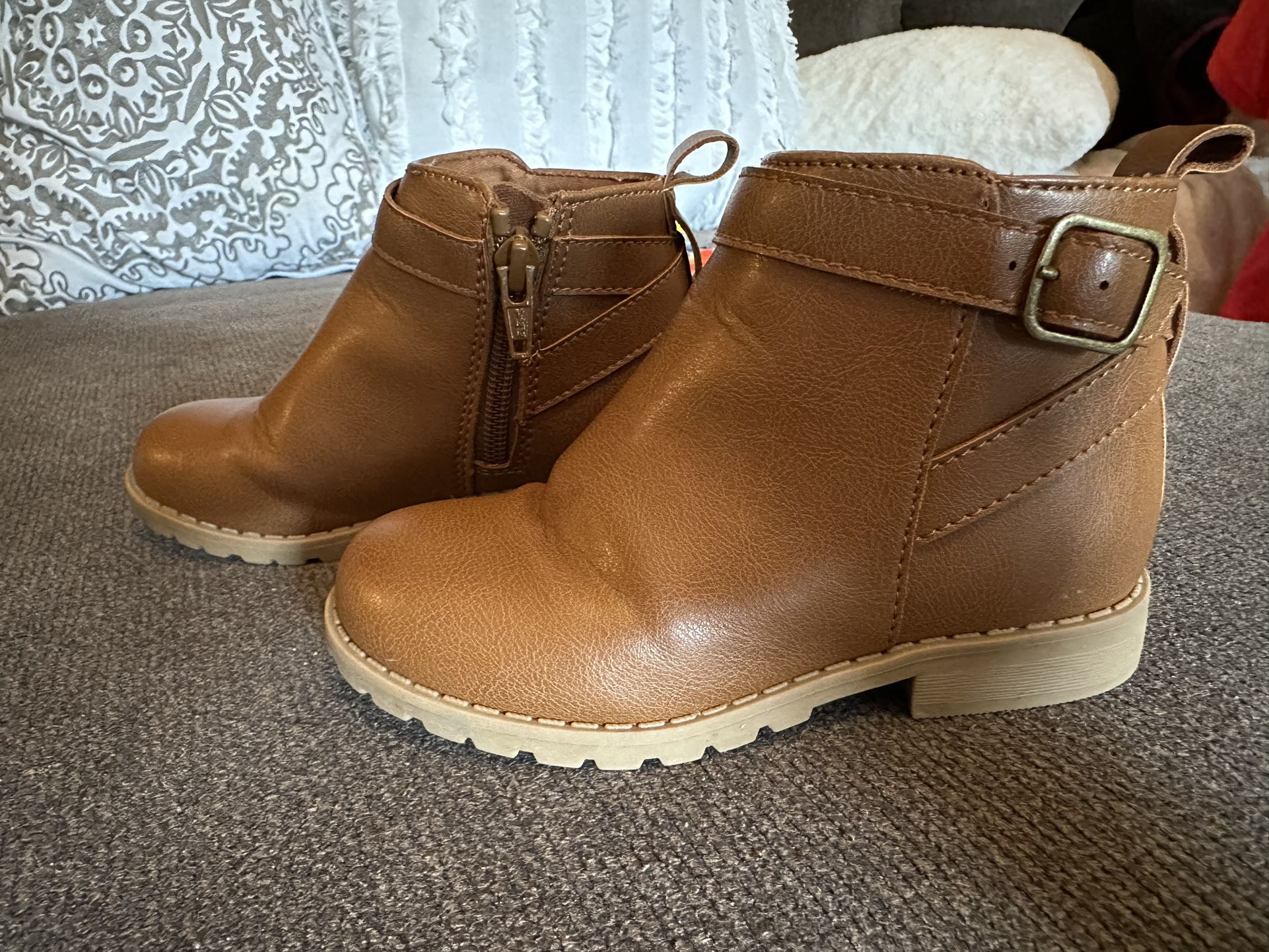 Girls Toddler Cognac Leather Boots 