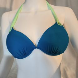 Teal Halter Style Bikini Top With Halter Strap Size Large