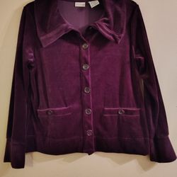 Vintage Velour L 12/14 Soda Purple Cardigan White Stag Womens
