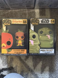 Orange Bird and Jabba the Hut Funko Pins