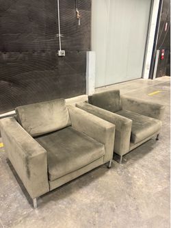 set of modern oversized square chairs