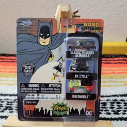 Jada Nano Hollywood Rides BATMAN Classic Batmobile Batcycle Jokermobile NEW