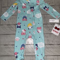 Hello Kitty Baby Girl Printed Long Sleeve Footed Sleep N Play, Size 6- 9 Months