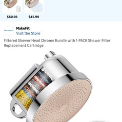 Filtered Shower Head Chrome Bundle with 1-PACK Shower Filter Replacement Cartridge