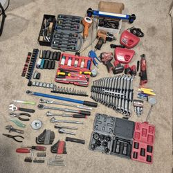 Assortment Of Shop Tools And U.S General Box 