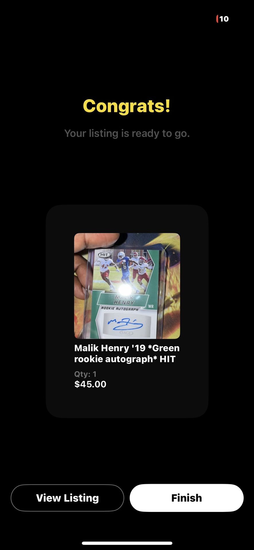 Malik Henry Certified Rookie auto !$15 OBO
