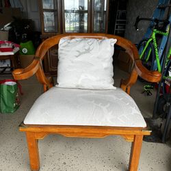 White Furnished Wooden Chair ANTIQUE