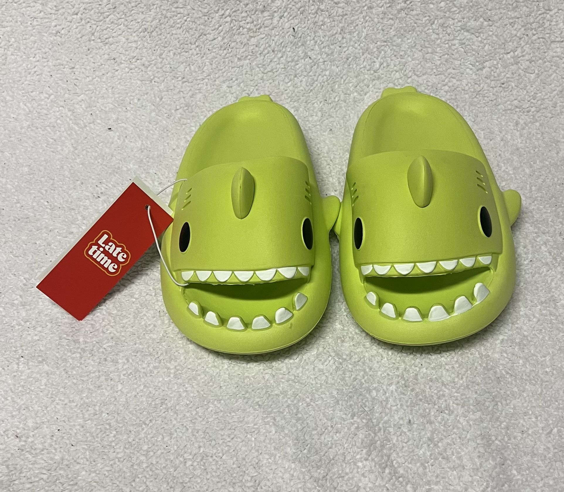 Lime Green Shark Slides