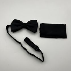 Mens Pre-tied Bow Tie and Pocket Square Set