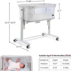 Rocking Bassinet for Baby Automatic Bedside Crib Electric Cradle 5 Heights Adjustable Bedside Sleeper for Babies Infant Smart Auto Rocking Crib 3 in 1