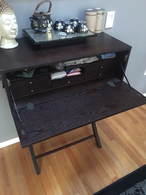 Dark Brown Wooden Secretary desk