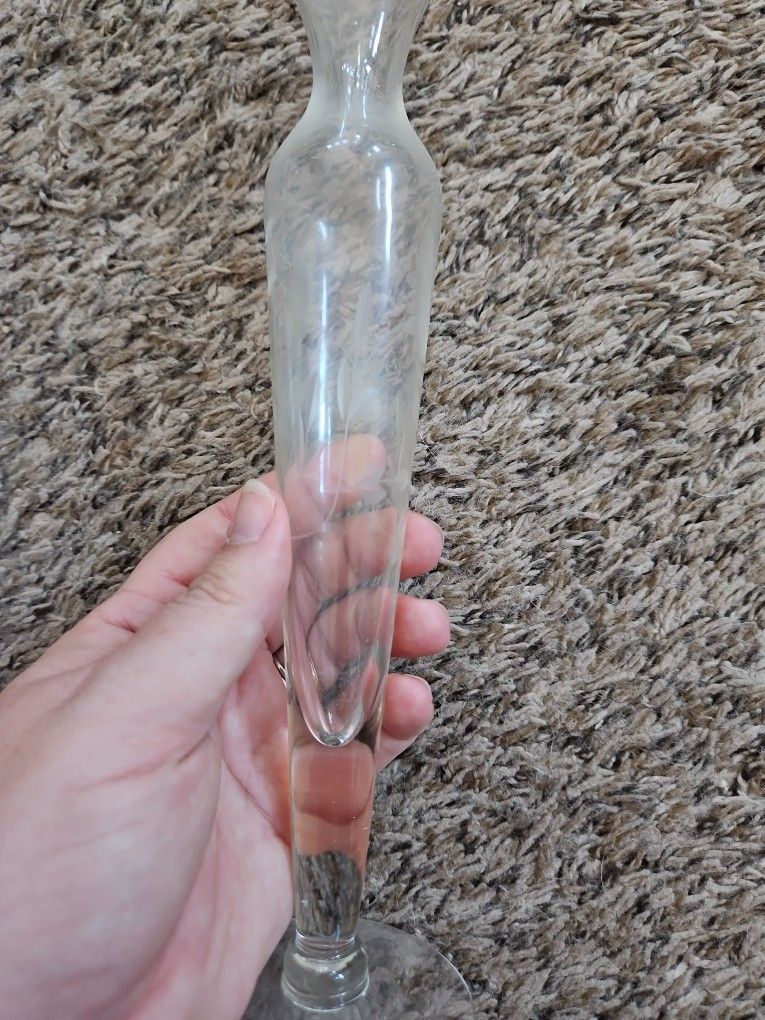 Set Of 3 vintage Princess House Crystal Heritage Etched Bud Vases