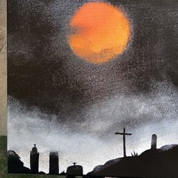 Spooky Graveyard Painting 