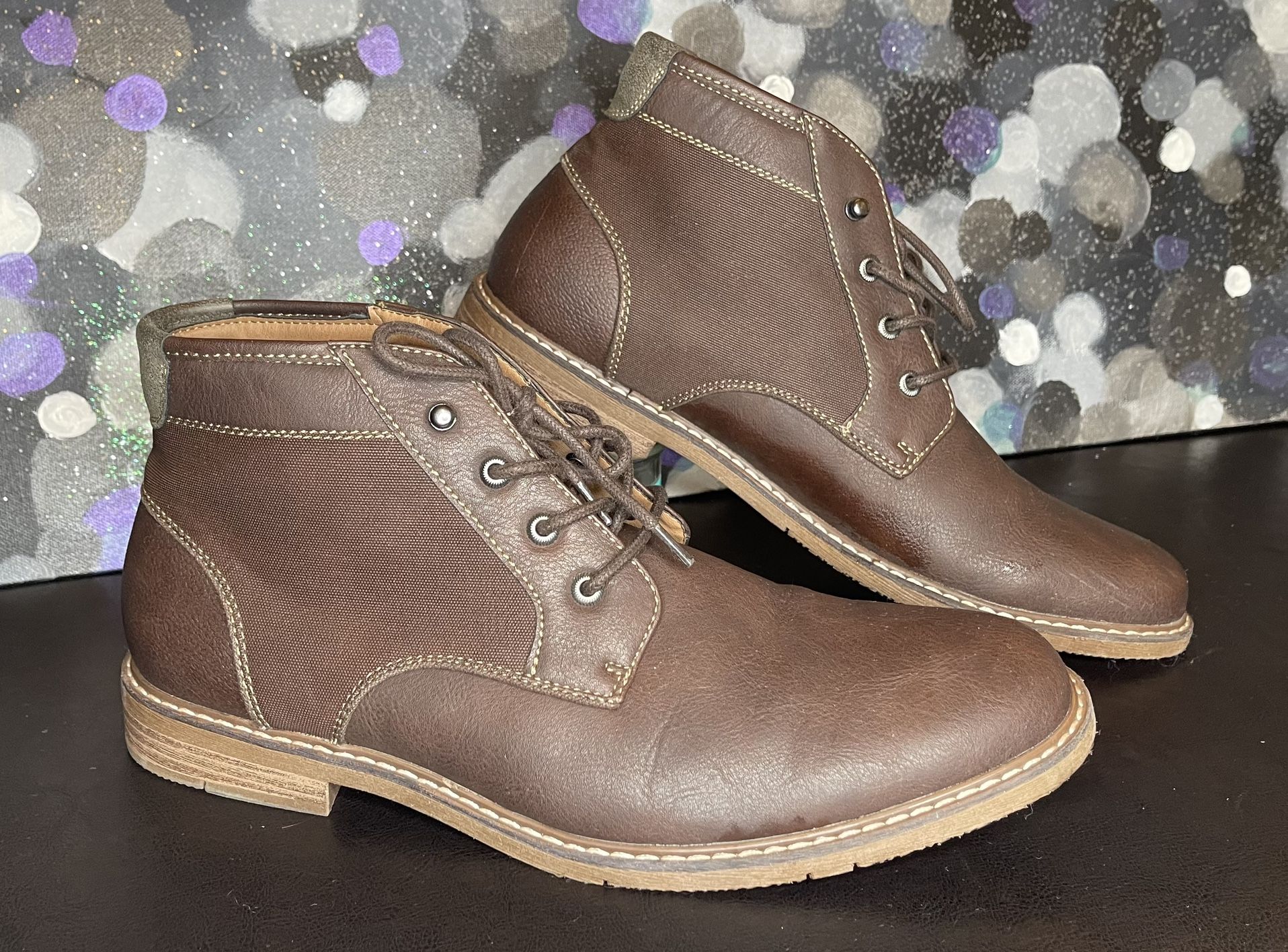 Parker And Sky Men's Brown Lace Up Mid Top Chukka Boots Shoes Size 10.5M (Pre-Owned)