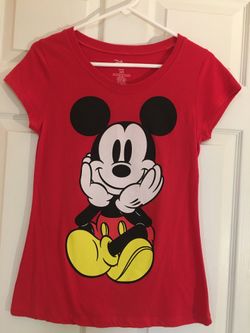 Red Mickey Mouse Graphic Tee Disney Disney Two Sided T-Shirt 15/17 Red Single