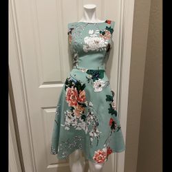 Kate Kasin Mint Green Floral Dress