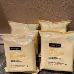 Neutrogena 🧽 Skin Balancing Micellar Cleansing Cloths 25 ct Set of 4 Bags