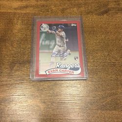 Texas Rangers Evan Carter Red Parallel Autograph 2024 Topps 35th Anniversary  /25 