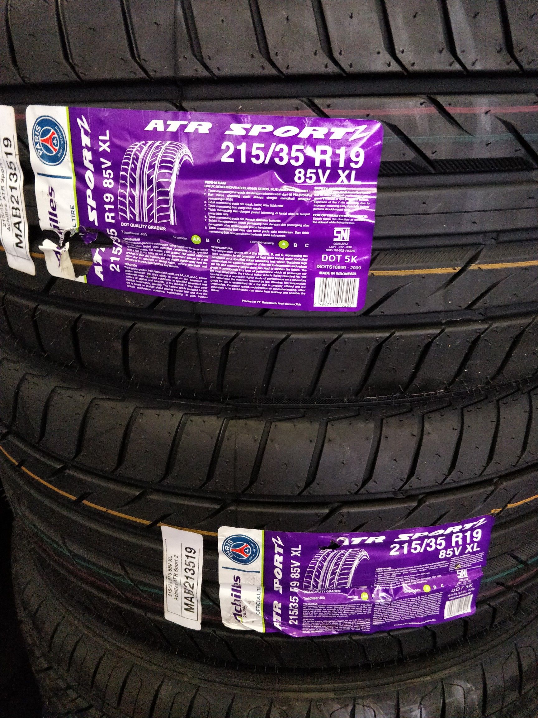 Pair of 215/35R19 Achilles ATR Sport 2 tires.
