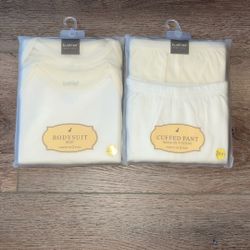 NEW ~ 24 Months. 2 sets of Bodysuits & Matching Pants, Pale Yellow, 100% Cotton.