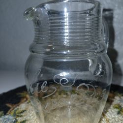 Etched 1894 Clear Ribbed Neck Glass Mini Picher