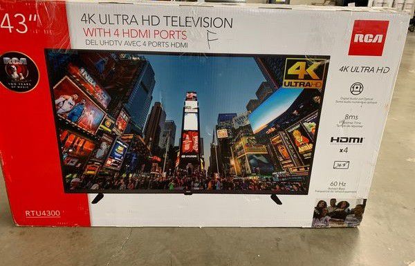 Brand New RCA 43 4K UHD TV Open box and warranty