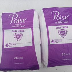 New Poise  DAILY LINERS VERY LIGHT LONG 66 LINERS Each bags.