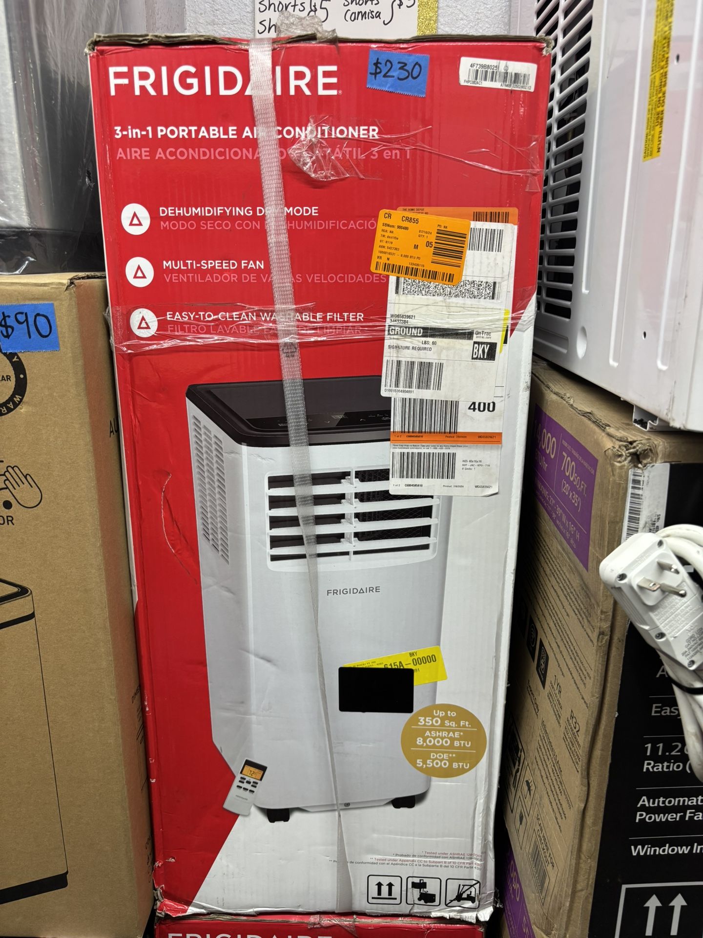 8,000 BTU Portable Air Conditioner Cools 150 sq. ft. in White, aire acondicionado portátil